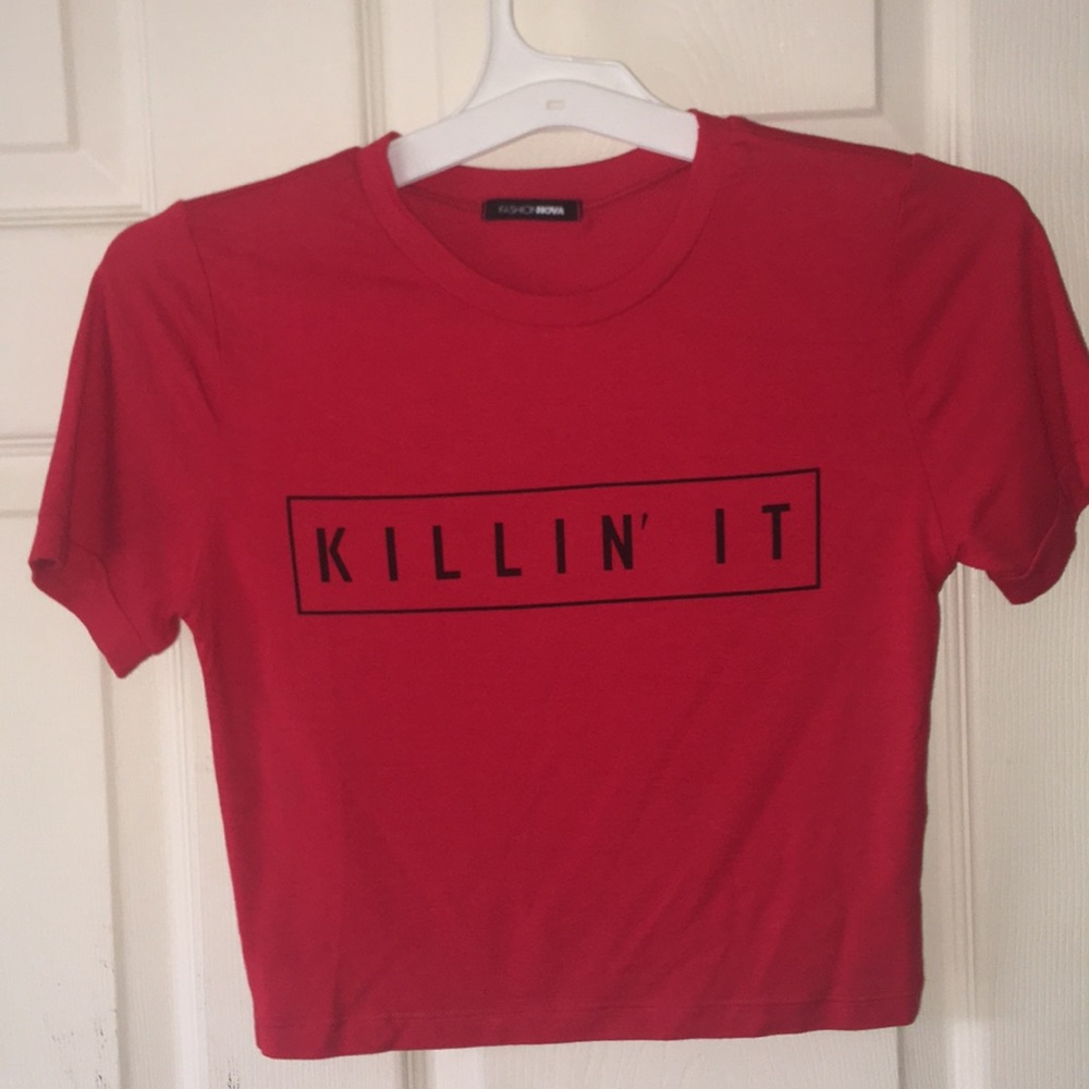 Fashion Nova Red Graphic Crop Top